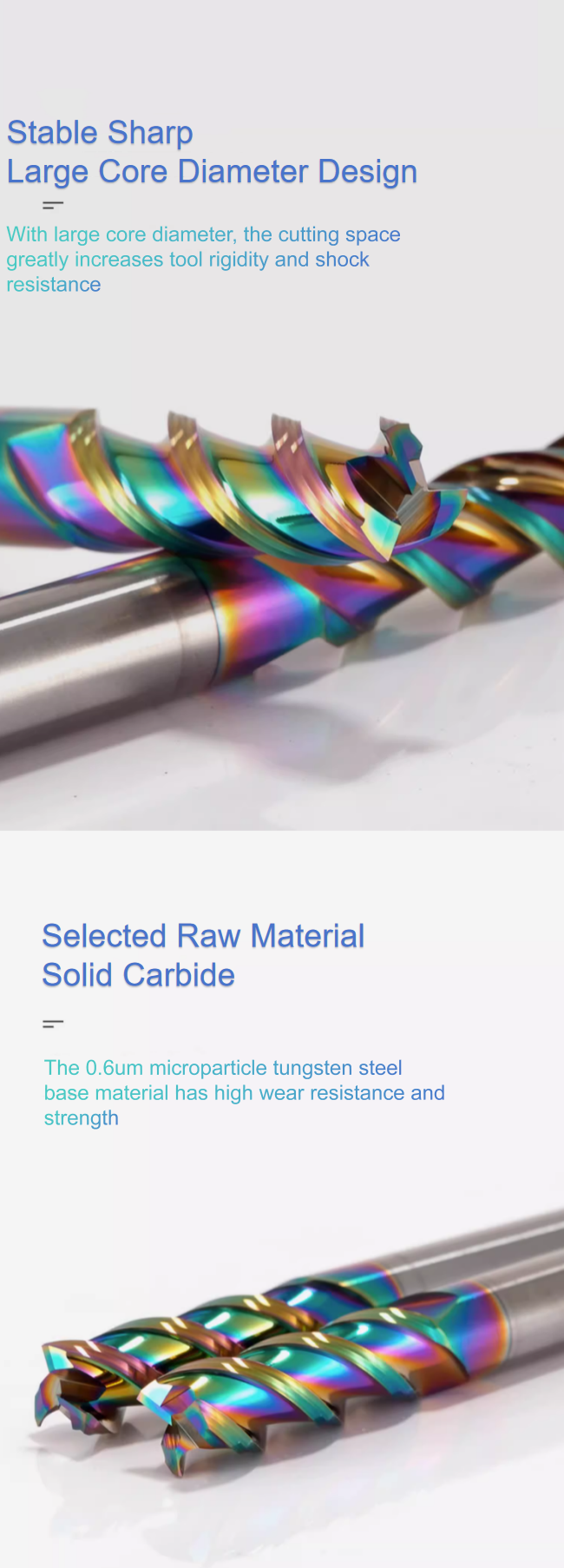 White / Rainbow · 2F CHAMFER — HARDVIK 2F CHAMFER end mill